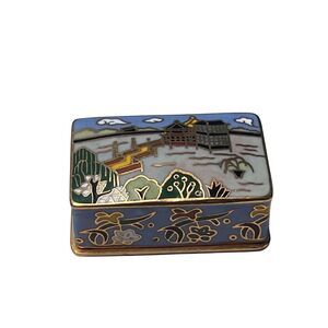 Antique Chinese Asian Oriental Enamel Cloisonne Snuff Box Case Pill Trinket Box